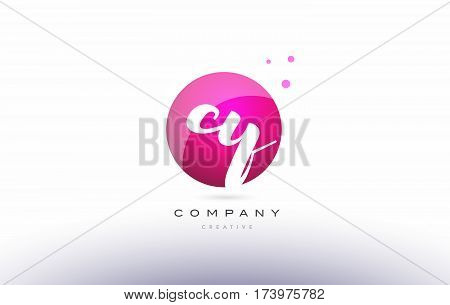 Cy C Y  Sphere Pink 3D Hand Written Alphabet Letter Logo