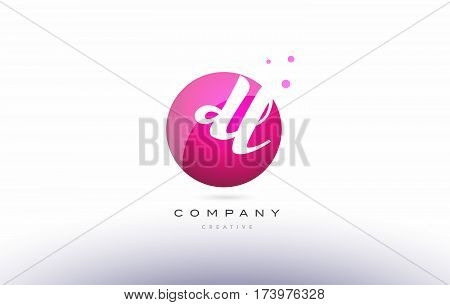 Dl D L  Sphere Pink 3D Hand Written Alphabet Letter Logo