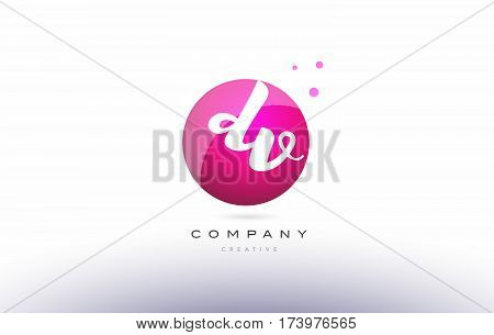 Dv D V  Sphere Pink 3D Hand Written Alphabet Letter Logo