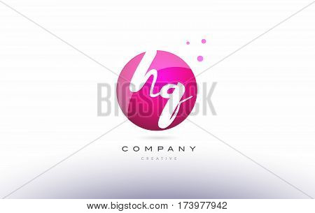 Hq H Q  Sphere Pink 3D Hand Written Alphabet Letter Logo