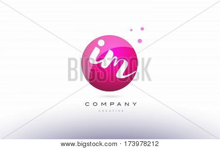 Im I M  Sphere Pink 3D Hand Written Alphabet Letter Logo