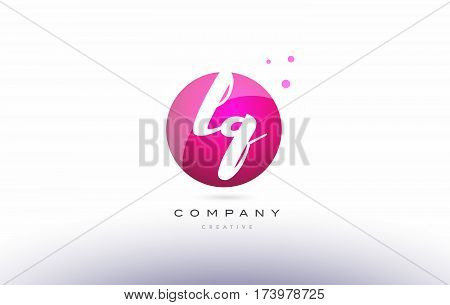 Lq L Q  Sphere Pink 3D Hand Written Alphabet Letter Logo