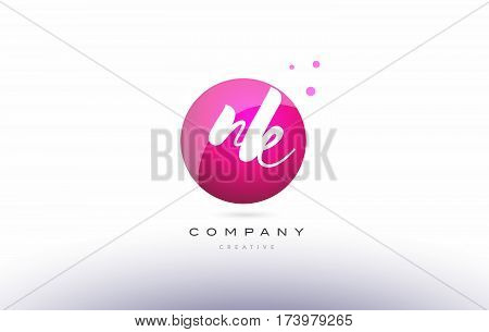 Nk N K  Sphere Pink 3D Hand Written Alphabet Letter Logo
