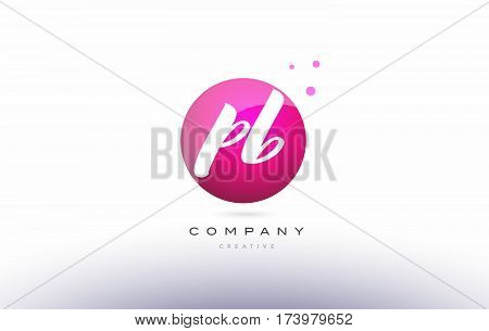 Pb P B  Sphere Pink 3D Hand Written Alphabet Letter Logo