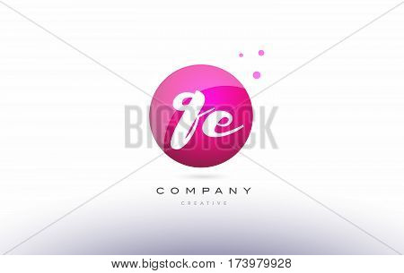 Qe Q E  Sphere Pink 3D Hand Written Alphabet Letter Logo
