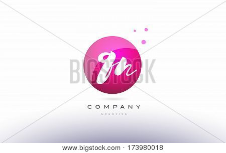 Qn Q N  Sphere Pink 3D Hand Written Alphabet Letter Logo