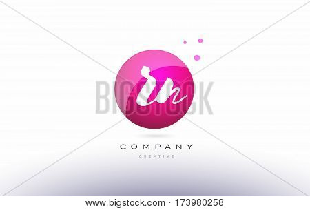 Rn R N  Sphere Pink 3D Hand Written Alphabet Letter Logo