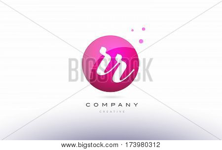 Rr R  Sphere Pink 3D Hand Written Alphabet Letter Logo