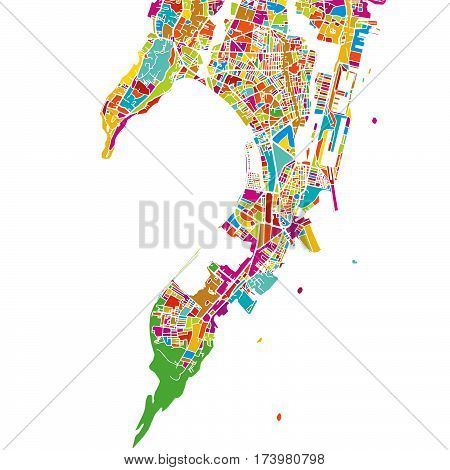Mumbai, India, Colorful Vector Map