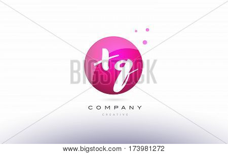 Xq X Q  Sphere Pink 3D Hand Written Alphabet Letter Logo