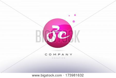 Zc Z C  Sphere Pink 3D Hand Written Alphabet Letter Logo