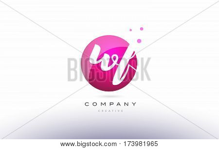 Wf W F  Sphere Pink 3D Hand Written Alphabet Letter Logo