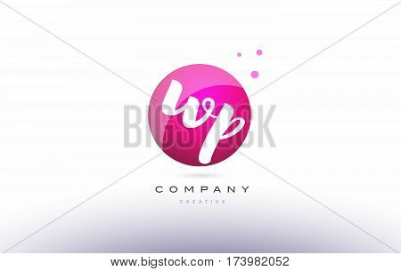Wp W P  Sphere Pink 3D Hand Written Alphabet Letter Logo