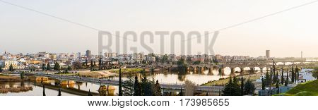 Panoramic view of Badajoz city, Extremadura Spain