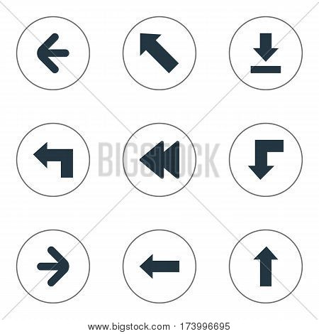 Set Of 9 Simple Cursor Icons. Can Be Found Such Elements As Let Down, Pointer, Rearward And Other.