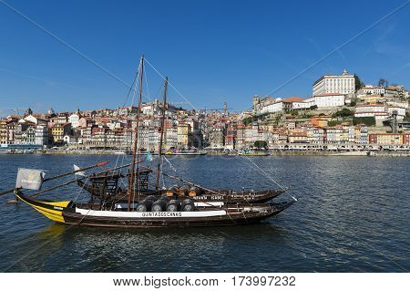 Porto Portugal - February 25 2017: Traditional Rabelo Boats (