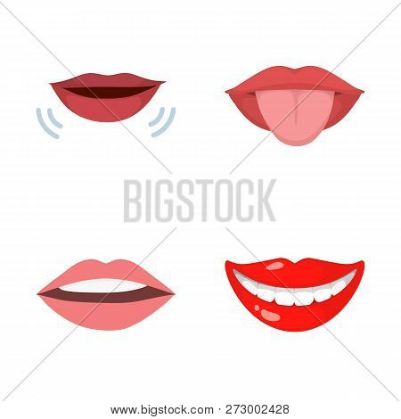 Isolated Object Of Kiss  And Smile Symbol. Set Of Kiss  And Sexy  Vector Icon For Stock.