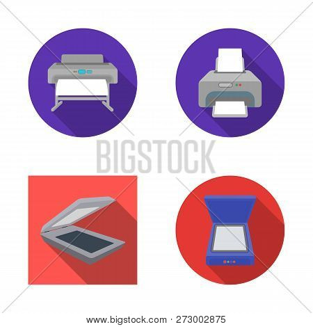 Isolated Object Of Printer And Plotter Symbol. Collection Of Printer And Machine Stock Vector Illust