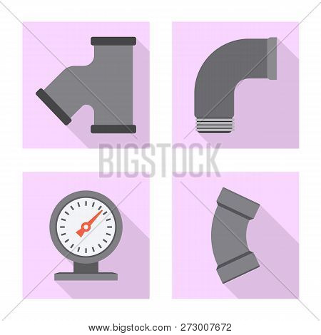 Vector Illustration Of Pipe And Tube Sign. Set Of Pipe And Pipeline Vector Icon For Stock.