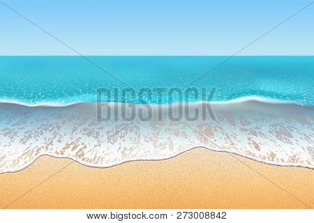 Tropical Beach Vector Illustration. Sand And Soft Waves