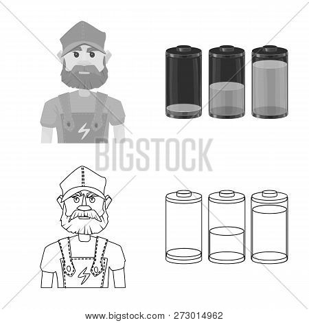 Vector Design Of Electricity And Electric Symbol. Collection Of Electricity And Energy Stock Symbol 