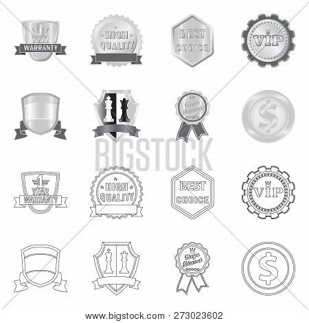 Vector Illustration Of Emblem And Badge Icon. Set Of Emblem And Sticker Stock Vector Illustration.