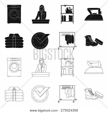 Vector Illustration Of Laundry And Clean Icon. Collection Of Laundry And Clothes Vector Icon For Sto