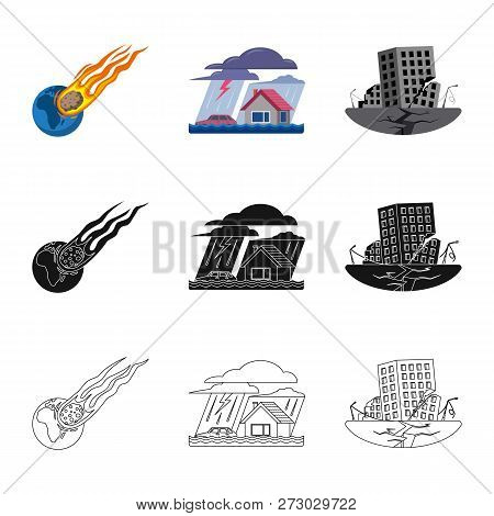 Vector Design Of Natural And Disaster Icon. Set Of Natural And Risk Vector Icon For Stock.