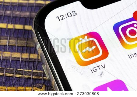 Sankt-petersburg, Russia, December 5, 2018: Apple Iphone X With Social Networking Service Igtv Insta