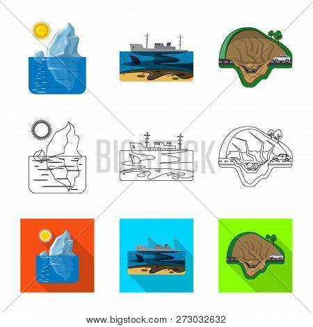 Vector Design Of Natural And Disaster Logo. Set Of Natural And Risk Stock Vector Illustration.