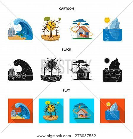 Vector Design Of Natural And Disaster Logo. Set Of Natural And Risk Vector Icon For Stock.