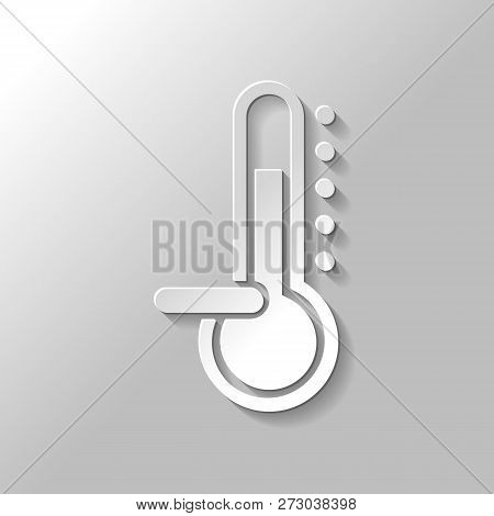 Thermometer, Cold. Subzero Temperature. Paper Style With Shadow On Gray Background