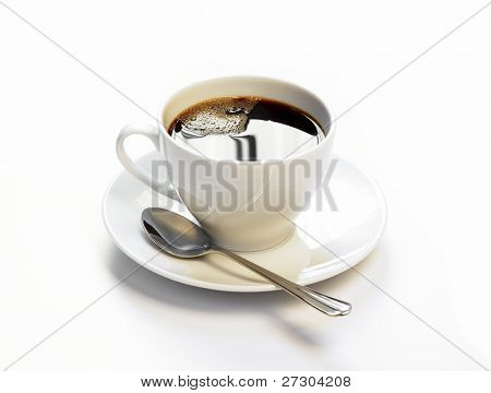 Taza de café sobre fondo blanco