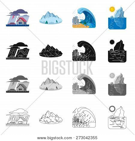 Vector Design Of Natural And Disaster Icon. Collection Of Natural And Risk Stock Vector Illustration