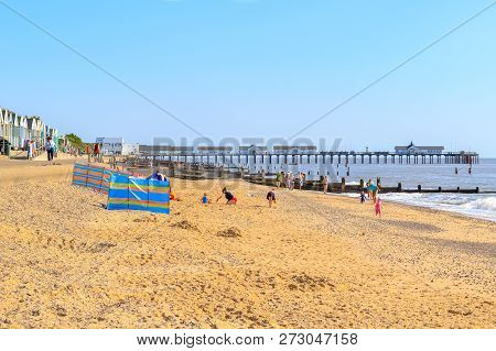 Southwold, Uk - September 11, 2018 - People Having Fun On The Southwold Beach With The Southwold Pie