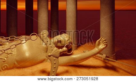 Broken lady of justice 3d rendering