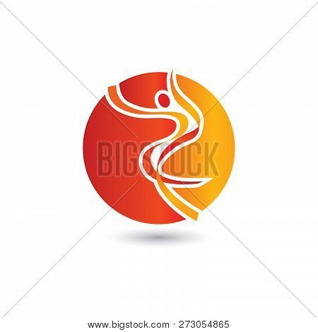 Round Abstract People Icons And Symbols Oranges Color