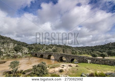 Mocho Bridge In The Town Of Ledesma In The Province Of Salamanca