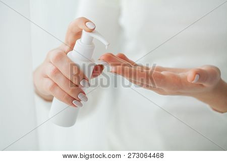 Scin Care. Beautiful Woman Hands With Cream