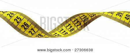 ruban à mesurer, isolated on white avec un tracé de détourage.