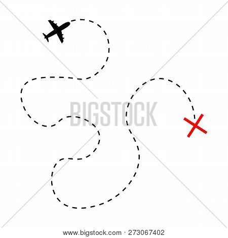 Airplane Line Path Vector Icon Of Air Plane. Vector Illustration Eps10