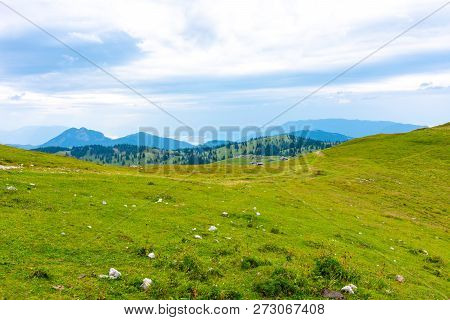Slovenia Velika Planina (big Plateau), Agriculture Pasture Land Near City Kamnik In Slovenian Alps.