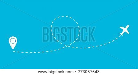 Airplane Line Path Vector Icon Of Air Plane. Vector Illustration Eps10