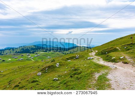 Slovenia Velika Planina (big Plateau), Agriculture Pasture Land Near City Kamnik In Slovenian Alps.