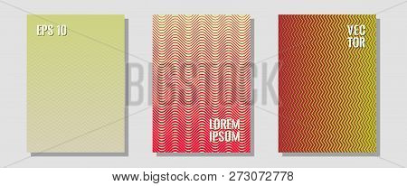 Brochure Covers, Posters, Banners Vector Templates. Simple Book Covers. Zigzag Halftone Lines Wave S
