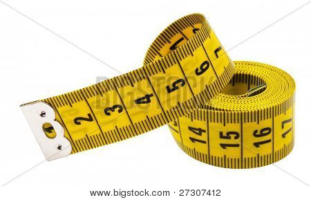 ruban à mesurer, isolated on white avec un tracé de détourage.