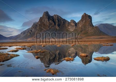 Eystrahorn Mountains From Hvalnes Lighthouse In Iceland