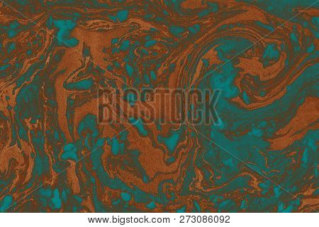 Suminagashi Marble Texture Hand Painted With Brown Ink. Digital Paper 883 Performed In Traditional J