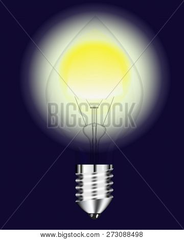 Vector Drawing Image Electric Lamp Filament Against A Dark Background With Warm Light