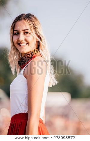 Pretty Young Woman On The Beach